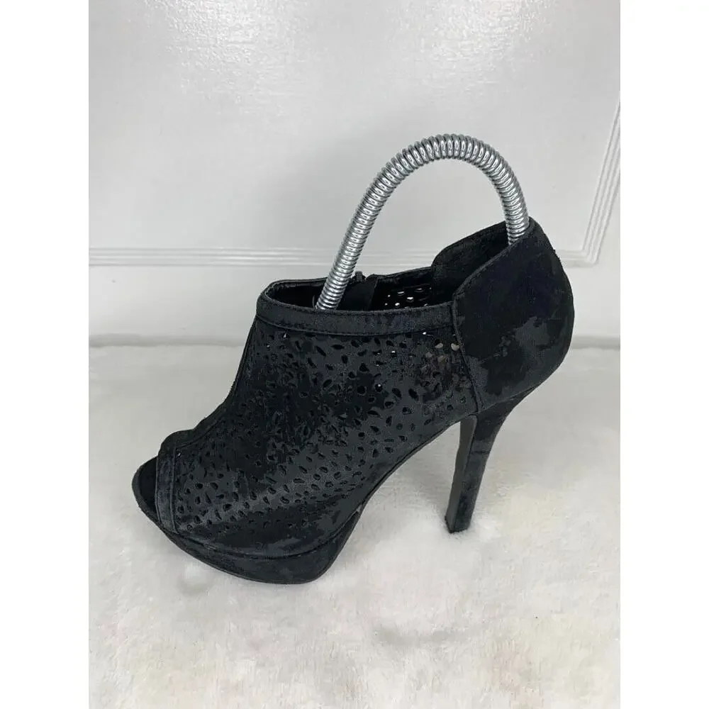 Rue 21 Womens Black Peep Toe Heeled Booties Size 8_6